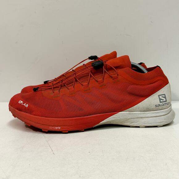 GOOD Salomon S/LAB ULTRA 3 Trail Running Shoe Red / White Unisex W 11 / M 10 - Picture 3 of 12